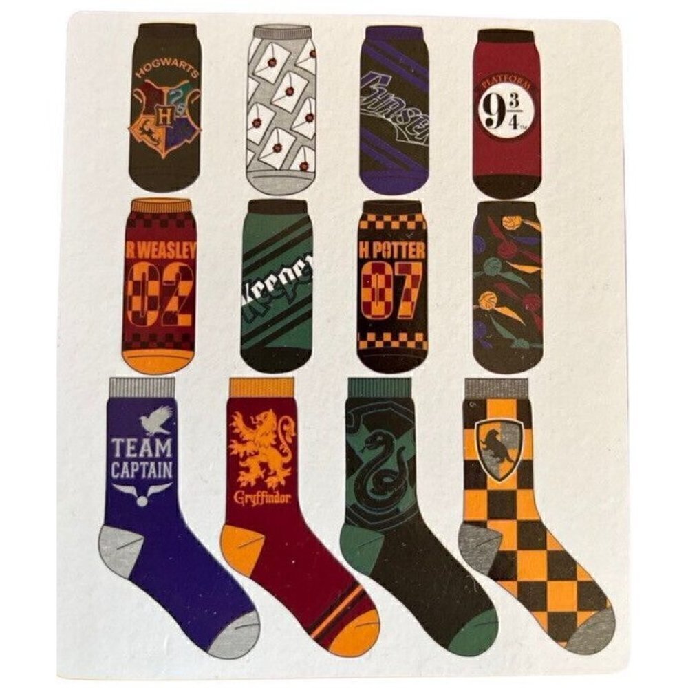 Harry Potter 12 Days Of Socks Crew & Low Cut Socks Shoe Size 4-10